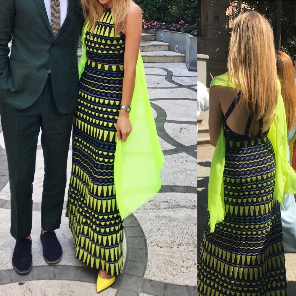 Missoni Lime Black Zig Zag Metallic Gown Dress - Picture 8 of 8